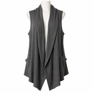 NSF Sleeveless Hooded Cardigan – Charcoal Gray – Size M